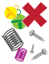 Big cross for small parts such as screws, springs, and small bells
