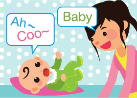Baby is responding to mother with sound