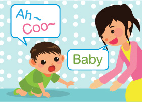 Baby is responding to mother with sound