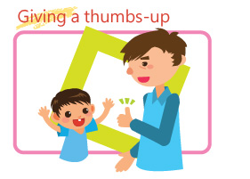Giving a thumbs-up Giving a thumbs-up